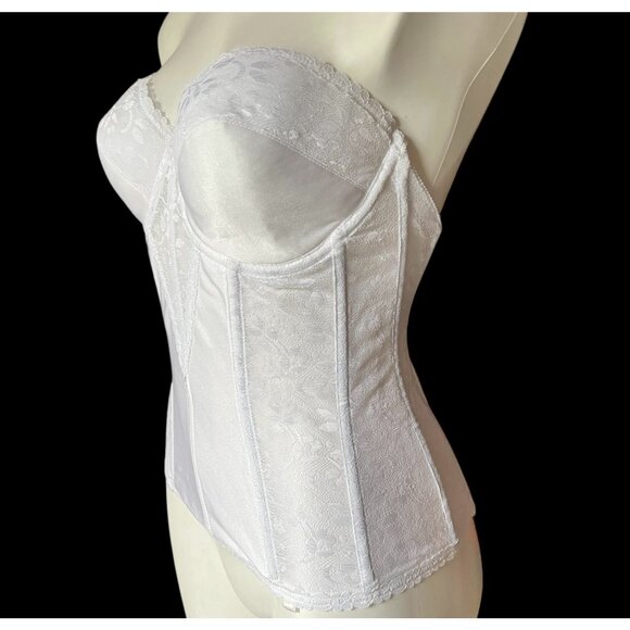 Carnival Lace Bustier Corset Boning Bridal Lingerie Size 34D white Wedding VTG - Picture 2 of 14